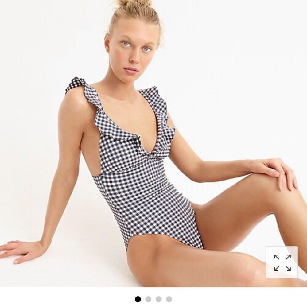 J Crew Gingham Ruffle Swimsuit
